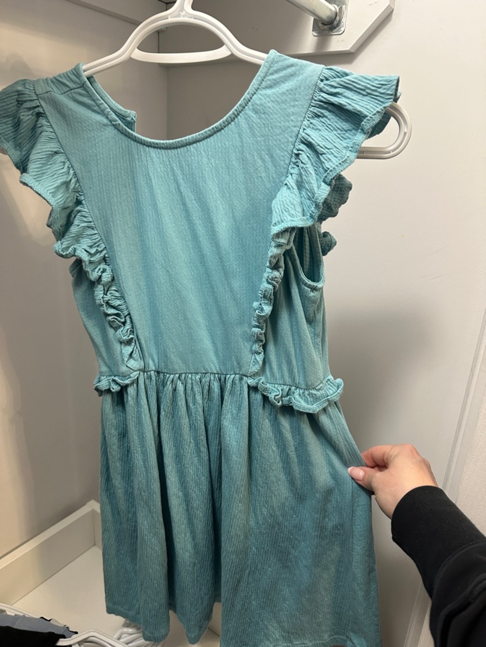 Zara Light Teal Ruffled Casual Dress for Kids